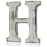 Handcrafted Shabby Chic Alphabet Letter H - White