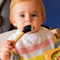 Bamboo Baby Weaning Fork Spoon Set - Black
