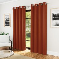Pair of Supersoft Orange Plain Thermal Eyelet Curtains - Orange / 168cm / 183cm