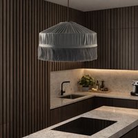 CGC Cream Victoria Velvet Fringe Lampshade Pleated Tassel Light Shade - Grey