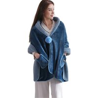 Winter Warmth Women's Multifunctional Shawl Cover Blanket - Blue