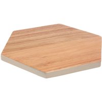 Socorro Acacia Hexagonal White Edge Chopping and Serving Board - White, Natural