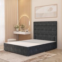 Horizona Tweed Fabric Divan Bed Base with 54" Floor Standing Headboard - Charcoal / Small Double / 0