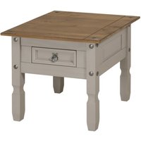 Corona Grey Wax 1 Drawer Lamp Table Side End Small Coffee Solid Wood Pine Wooden - Distressed Grey Wax