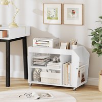 Side End Table Storage Rack - White
