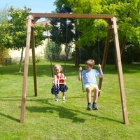 Ambre Double Wooden Swing Set - Brown