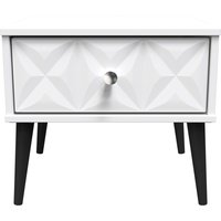 Pixel Ready Assembled 1 Drawer Bedside Cabinet with Legs - White Matt