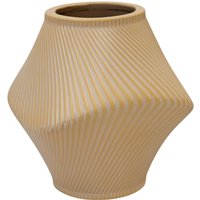 Four Candle Short Tan Sculptural Ribbed Ceramic Vase in Brown