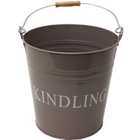 Charlton Fireside Metal Kindling Wood Bucket with Handle - Grey