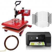 10 Sublimation Face Masks, Swing Heat Press and Eco Tank Printer - Black