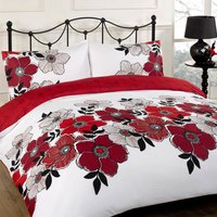 Dreamscene, Dreamscene Pollyana Floral Duvet Cover Bedding Set - Red / King Dreamscene, Dreamscene Pollyana Floral Duvet Cover Bedding Set - Red / King