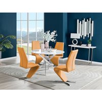 Novara White High Gloss 120cm Dining Table 4 Willow Chairs - Mustard