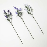 Homescapes Artificial Lavander Spray Single Stem Set of 3, 68cm - Green, Purple, White
