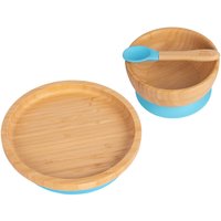 Children's Bamboo Suction Round Dinner Set - Blue