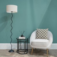 Wiggle Floor Lamp with Boucle Lampshade - Black
