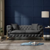 Panther Sofa Chesterfield Design Velvet Fabric - Anthracite / 2