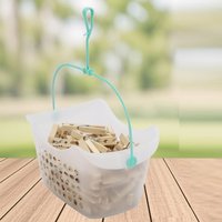 Peg Basket With Pegs 102 Wooden Pegs PLUS Clear Storage Basket - Clear & Brown