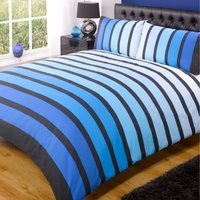 Soho Stripe Duvet Set With Pillowcase - Blue / Double