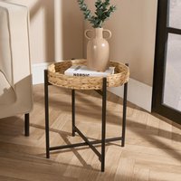 Rattan Tray Side Table - Neutral