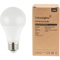 6 Pack E27 White Thermal Plastic GLS LED 10W Warm White 3000K 800lm Light Bulb - White
