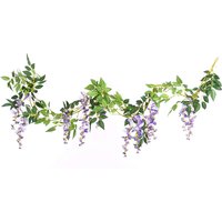 Set of 2 Artificial Hanging Wisteria Flowers - Purple