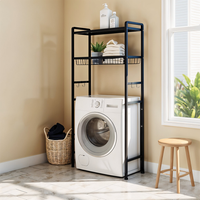 Freestanding Over Washing Machine Storage Unit - Black