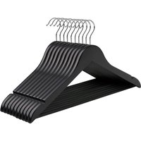 SONGMICS Wooden Hangers with Anti-Slip Trousers Bar - Black / 23.5cm / Wood / 1.1kg