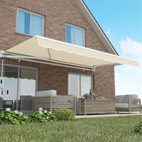 3m x 2.5m Retractable Manual Awning White Frame - Sand