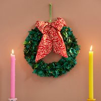 Christmas Wreath Rag Rug - green