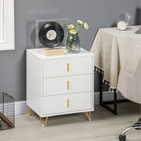 HOMCOM Bedside Table End Table with 2 Drawers - White / 3