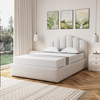 Ranson Fabric 135cm Double Ottoman Bed Frame - Beige - Beige