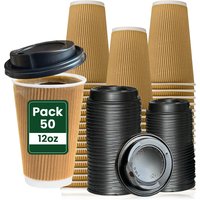Disposable Coffee Cups With Lids Black Paper Cups - Brown / 50 / 355ml