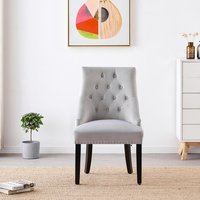 Set of 2 Windsor LUX Velvet Dining Chairs Upholstered for Kitchen Dining Room - Light Grey