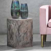 Rosado Marble Effect Side Table and Stool - Brown