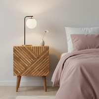 Solid Wood Lille 2 Drawer Bedside - Brown