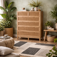 Waterford Oak and Rattan 6 Drawer Storage Chest - Natural