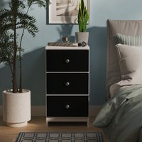 Yarmouth Fully Assembled 3 Drawer Bedside Cabinet - Black & White Matt
