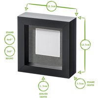 4" x 4" White 3D Box Photo Frame - 2" x 2" Mount - Ivory - White/Ivory