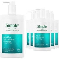 Simple Purify+ Gel Facial Cleanser Hydrating Skin Care Face Wash 240ml, 6 Pack - White