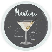 Martini Cocktail Round Worktop Protector - Textured Glass Chopping Board - Black