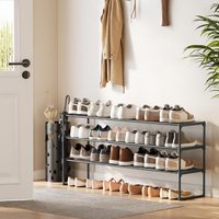 3 Tier Stackable Metal Shoe Rack, Black - Black