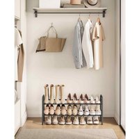 Expandable 2 Tier Metal Shoe Rack, Black - Ink Black