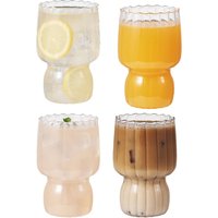 Eden & Willow Set of 4 Ribbed Borosilicate Glass Drinking Cups - Clear