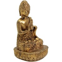 Brass Buddha Miniature Statue 48mm 60g Aged Gold Finish - Gold
