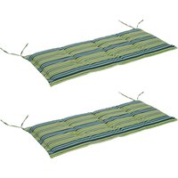 Outsunny Set Of 2 Bench Foam Padded Cushions - Green