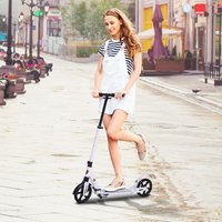 Outsunny Folding Kick Scooter with 2 Big Wheels - White