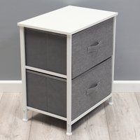 2 Drawer Bedside Fabric Drawers Compact Design - Grey / 2