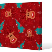 Reindeer And Tree Pattern Gallery Canvas - Red / 114cm