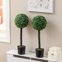 HOMCOM Artificial Boxwood Ball Trees - Green