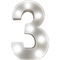 3D LED Battery Operated Light Up Letters Numbers - White / 3
